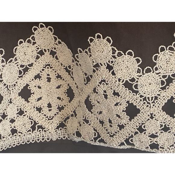 Linen Blend Skirt Brown White Lace A-Line 8 Clean Girl Ann Taylor LOFT - Picture 3 of 7